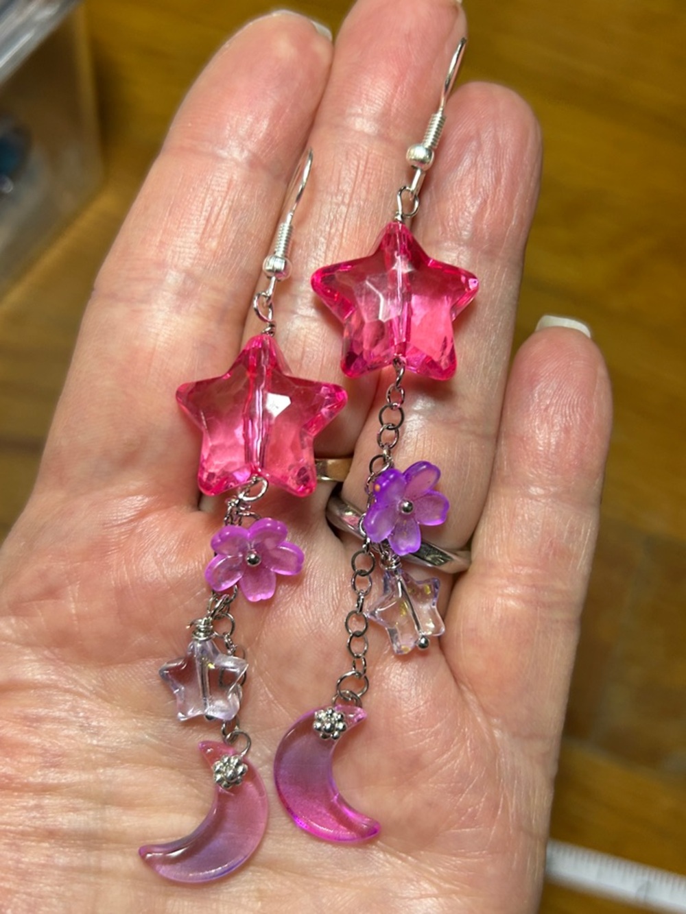 3/$25 Pink Star & Moon Dangle Earrings